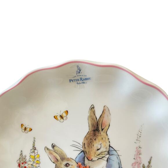 NEW Beatrix Potter Peter Rabbit and Mom Pink Edge Easter Dinner Plates Set of 4 - Picture 7 of 15